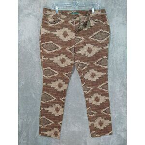 Ralph Lauren Jeans Co Womens 14 Brown Denim Slim Straight Aztec Southwest